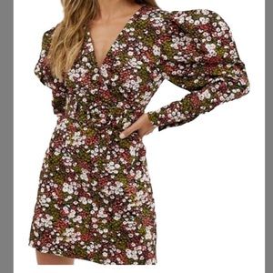 & Other Stories puff sleeve floral mini dress